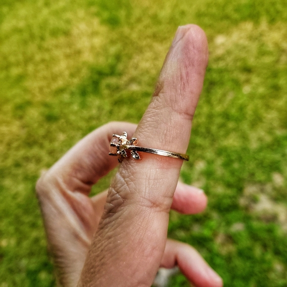 Flower Glitter Opal Gold Midi Ring Size 5.5 - Picture 5 of 9